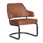 Fauteuil, cognac microvezelstof, zwart metalen onderstel